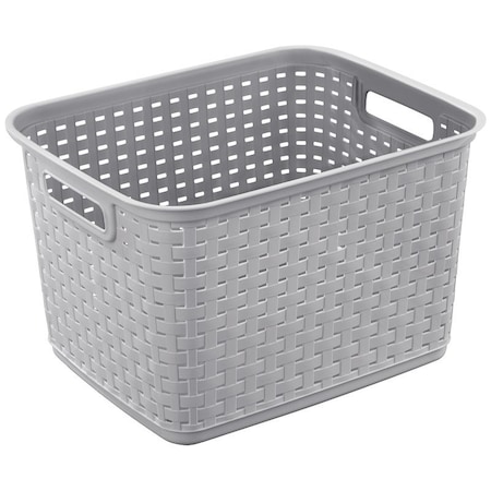 Sterilite Tall Weave Basket, 1.8 cu-ft Capacity, Plastic, Cement, Rectangle 12736A06
