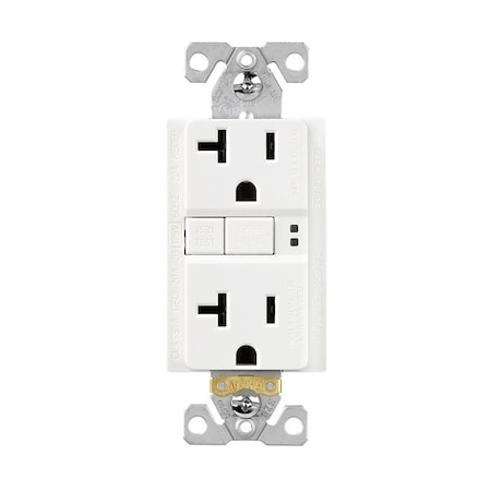 Eaton Wiring Devices Eaton Tamper-Resistant GFCI Receptacle, 125 V, 20 A, NEMA: NEMA 5-20R, Back, Side Wiring, White TRGF20W