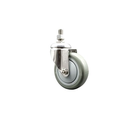 Service Caster 4 Inch 316SS Gray Polyurethane Wheel Swivel 1/2 Inch Threaded Stem Caster SCC SCC-SS316TS20S414-PPUB-121315