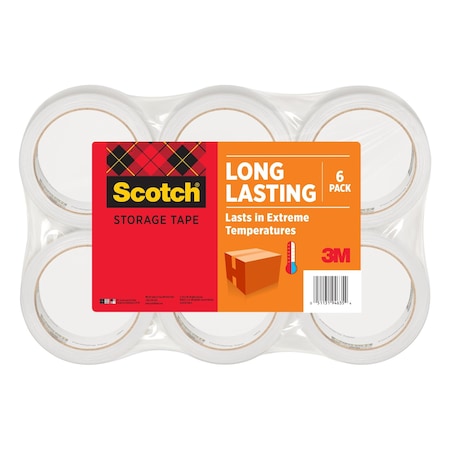 Scotch Packing Tape, 2.4 mil Thick, 1.88 in W x 54.60 yd L, 3 in Core Dia., Clear, 6 PK 3650-6