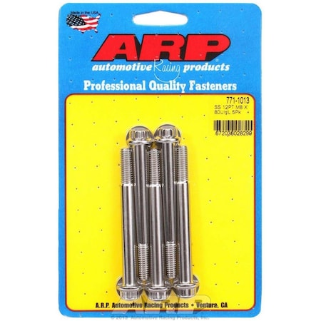 Automotive Racing Products 771-1013 Stainless Steel Bolt Kit, 12-point - 8 mm x 1.25 x 80 ARP771-1013
