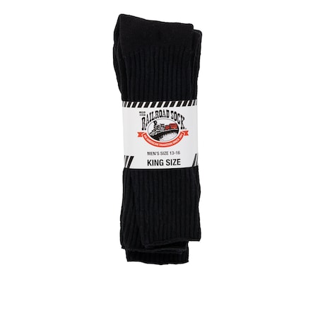 Mens Crew Socks, 85% Cotton, 15% Nylon, Black, 12-15 M, 2 PK