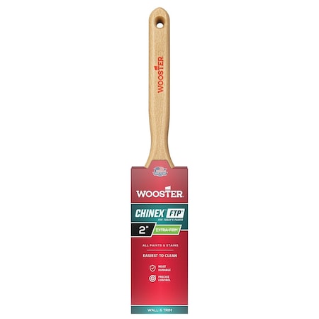 Wooster 2" Flat Sash Soft, Chinex FTP Bristle, Paint Brush, Wood Handle 4412-2