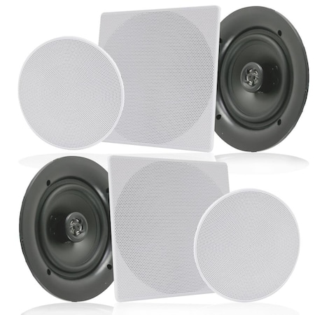 Pyle Pyle Pair 6.5 in Flush Mount In-wall In-ceiling Speakers, Polypropylene Cone, 200W, Changeable Grills PDIC1666