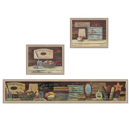 Homeroots Set Of Three Country Bath I 2 Brown Framed Print Bathroom Wall Art, 3PK 405633