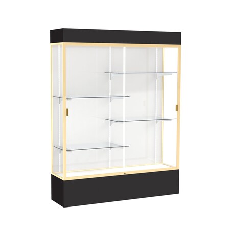 Ghent Lighted Floor Display Case 60x80x16, White, Champange 3175WB-GD-BK