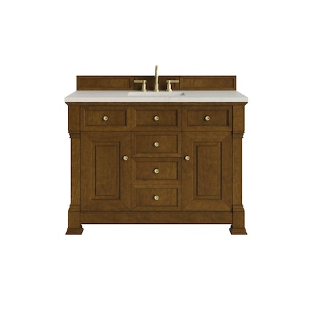 James Martin Vanities Brookfield 48" Single Vanity, Honey Oak, w/ 3 CM Siberian Silestone Top w/FreePower Wireless Charger 547-V48-HNO-FSFR