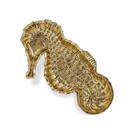 Homeroots 10in Gold Sea Horse Cast Iron Vanity Tray 483173