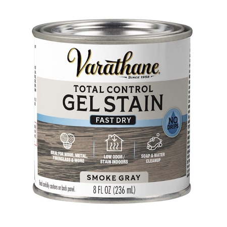 Varathane One Step Water-Based Gel Wood Stain, Smoke Gray, 1/2 Pint 245311