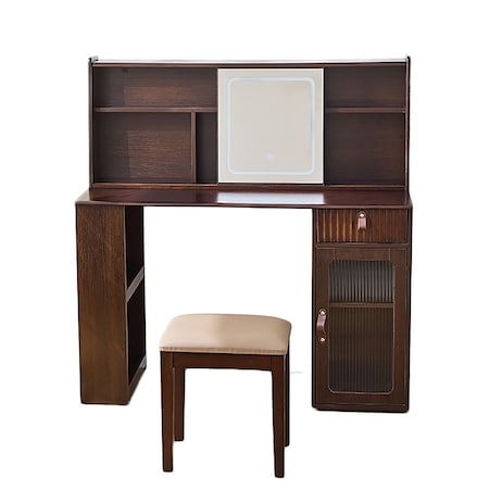Homeroots 47" Walnut Wood Lighted Single Drawer Dresser 714252