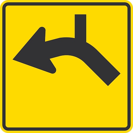 Lyle Left Curve and Side Road (with Sharp Turn), 36x36, High Intensity Prismatic, Yellow G-16378-HI_36x36