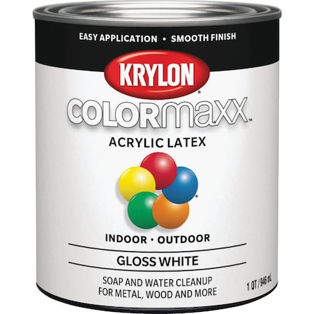 Krylon ColorMaxx Gloss Interior/Exterior Wall Paint Wht 1 Qt. K05625007
