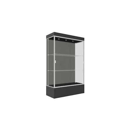 Ghent Lighted Floor Display Case 48x76x20, 12" Base, Satin 94LFSL-SN-BLK