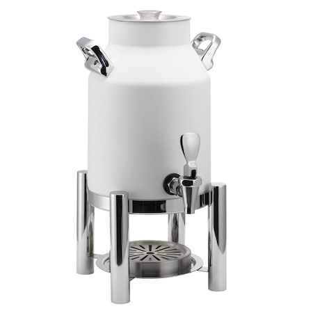 Service Ideas Thermo-Urn Dairy Dispenser 1.5-Gallon Vacuum Insulated Dispenser with Stand in White DD15WHSTD