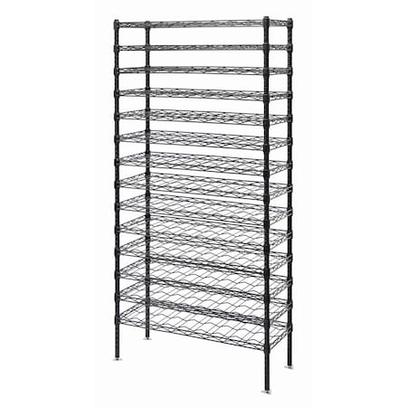 Quantum Storage Systems WIRE CRADLE SHELVING UNIT BLACK EPOXY 14X36X74 WR74-1436WSBK