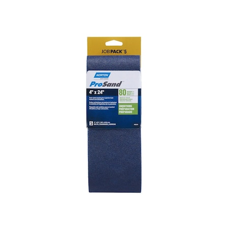 Norton Sanding Belt, 4 in W, 24 in L, 80 Grit, Medium, Zirconia Aluminum Abrasive, 5PK 07660749276