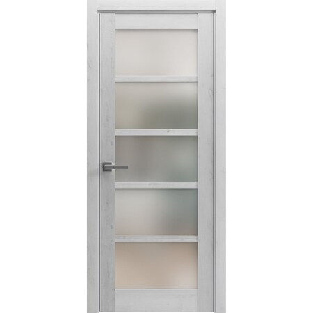Sartodoors Solid French Door Frosted Glass White 42x96 Solid Core Modern Interior QUADRO4002ID-NOR-4296