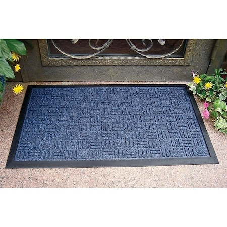 Simple Spaces Door Mat, 30 in L, 18 in W, Non-Woven Surface, Blue 06ABSHE-11-3L