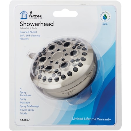Home Impressions 5-Spray 1.8 GPM Fixed Shower Head Brushed Nickel 722021BNP