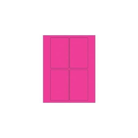 Bubblefast 3 x 5'' Fluorescent Pink Rectangle Laser Labels-4 Labels per Sheet BFLL175PK