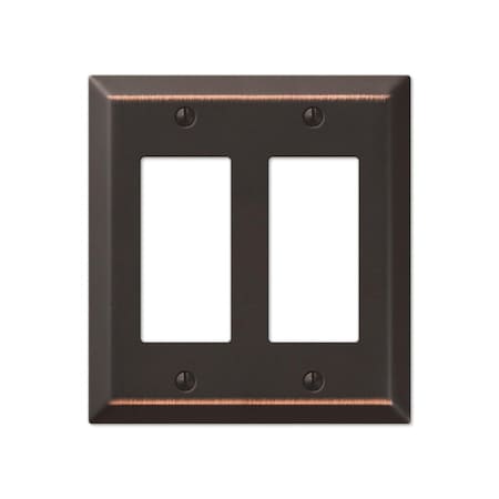 Amerelle Century Wallplate, 4-15/16 in L, 4-9/16 in W, 2 -Gang, Steel, Bronze 163RRDB