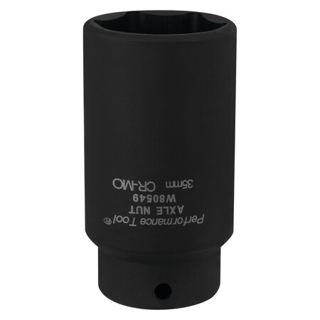 Perform Tool Socket 1/2 In Drive; 35 mm; Metric; Front Wheel Drive Axle Nut Socket; Black; Chrome Moly Steel W80549