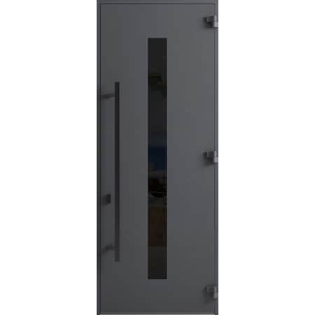 Vdomdoors Front Exterior Prehung Steel Door Ronex0130 Grey 96 Entry Metal Modern Painted W36xH96 Left hand RONEX0130EXD-GRE-W36xH96-LH-I