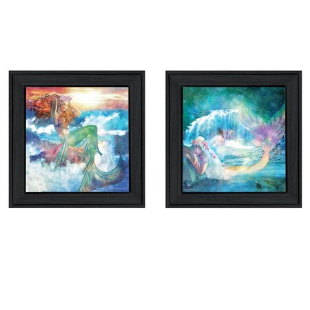 Homeroots Set Of Two Mermaids 2 Black Framed Print Wall Art, 2PK 406126