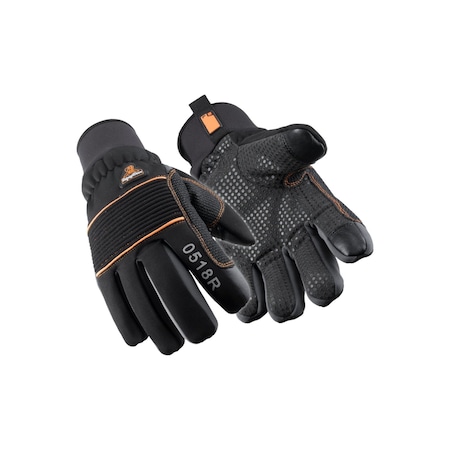 Refrigiwear Cold Protection Gloves, Synthetic Leather Palm, Tricot Lining, Black, L 0518RBLKLAR