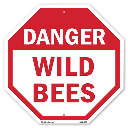 Signmission Danger Wild Bees, 10 Inch X 10 Inch, Aluminum Metal Signs OC-A-10-22