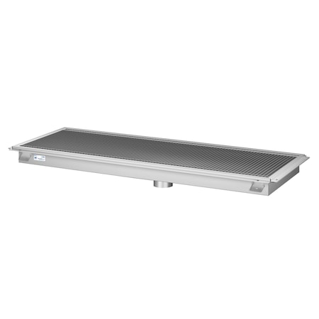 Koolmore 18''x54'' Floor Trough Drain, 14ga W/ Subway-Style Grating & Removable Drain Basket, NSF Listed, SS KM-FTG-1854