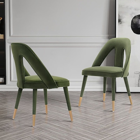 Manhattan Comfort Modern Neda Velvet Dining Chair in Olive Green, 2PK 2-DC081-OG