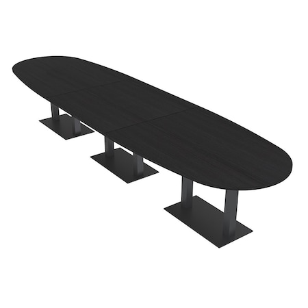Skutchi Designs Boval Conference Table With Power Unit, 48 in W, 216 in L, Black HAR-BOVL-48X216-DOU.BK-U999ST19-NA