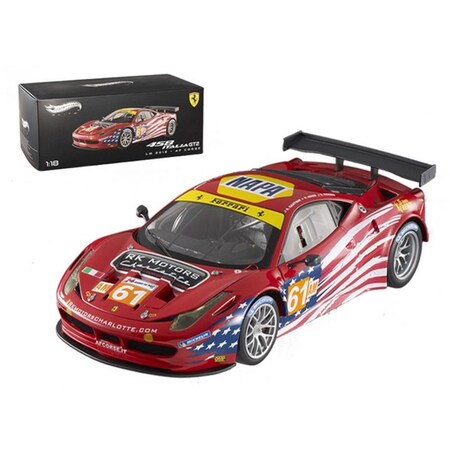 Hot Wheels Elite Ferrari 458 Italia GT2 No.61 LM 2012 AF Corse Sebring 1-18 Diecast Car Model BCT78