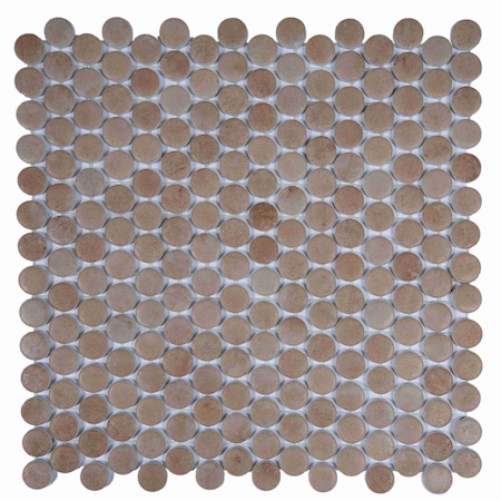 Apollo Tile Lucenza 12x12 in. Taupe Matte Recycled Glass Penny Round Mosaic Tile (10.56 sq ft/case) 12PK APLGIO88CALPENA