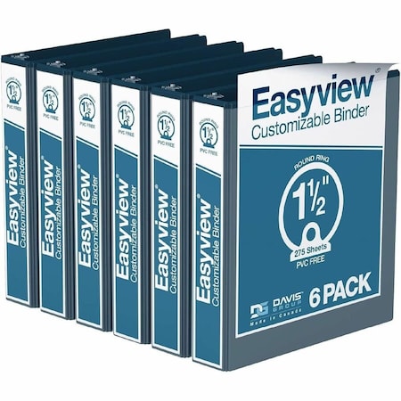 Davis Group Easyview Premium, Round Ring, Customizable, View Binder, (Navy Blue, 1.5"), PK6 8412-72-06
