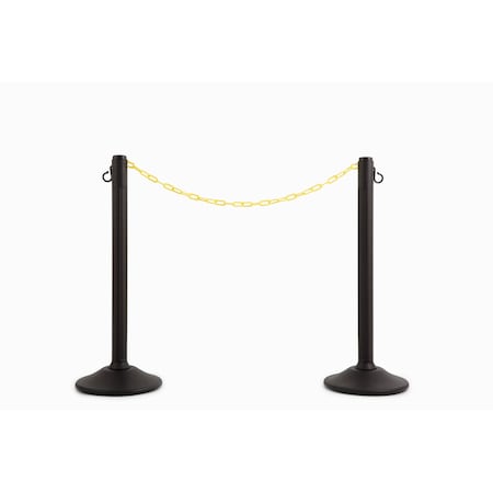 Us Weight ChainBoss Stanchion with 10 ft of Yellow Plastic Chain, SunShield UV Protection-Weighted Base, 2PK U2206YC