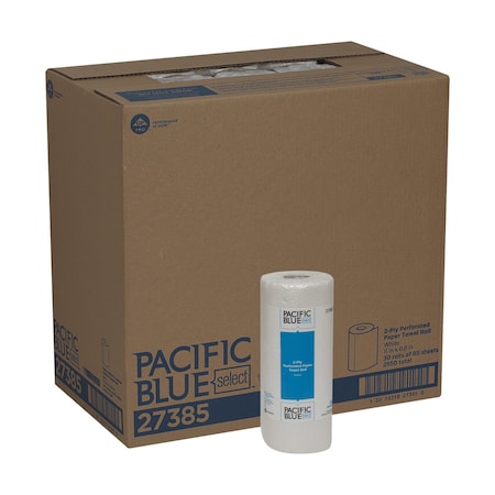 Georgia-Pacific Pacific Blue Select Perforated Roll Paper Towels, 2 Ply, 85 Sheets, 11 in x 8.8 in Sheets, White, PK30 27385