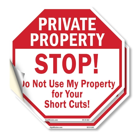 Signmission Private Property Stop! Do Not Use M, 4 inch X 4 inch, Vinyl Decal, 2PK OC-D-2PACK-4-143