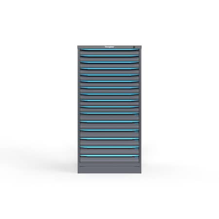 Strong Hold 16 drawer cabinet - (10x 2ft, 6x 3ft) - Blue accents - Keyed Different S3060-PPDAS-1601FS