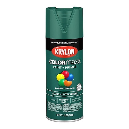 Krylon Spray Paint, Hunter Green, Gloss, Solvent, 12 oz K05523007