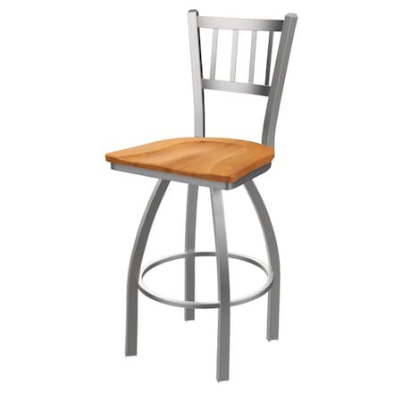 Holland Bar Stool Co 810 Contessa Stainless Steel 36in Swivel Bar Stool with Medium Maple Seat 81036SSMedMpl