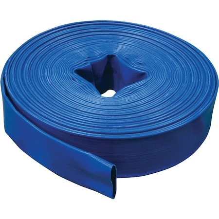 Apache 2'' x 100 Ft. Blue Reinforced PVC Lay Flat Discharge Hose Bulk 13026465-100