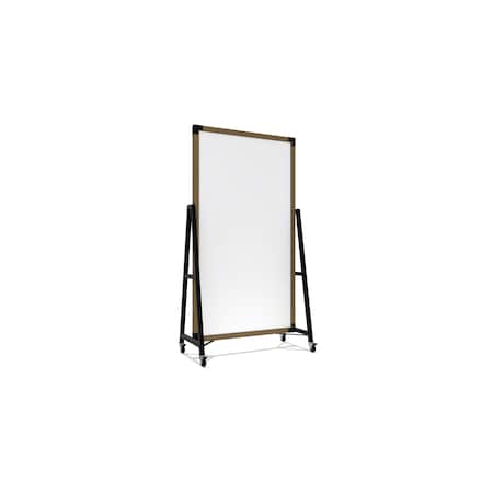 Ghent Prest Mobile Whiteboard, Magnetic, 74''H x 40''W, Driftwood Oak Frame PRS6M7440BD