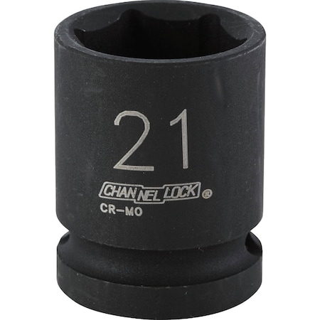 Channellock 1/2'' Drive 21 mm 6-Point Shallow Metric Impact Socket 315559