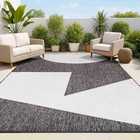 Jonathan Y Lucian Modern Geometric Abstract Two-Tone Black/Cream 4 ft. x 6 ft. Indoor/Outdoor Area Rug TSN302A-4