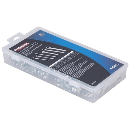 Prosource Cotter Pin Assortment, Carbon Steel, Zinc, 144Piece 61205