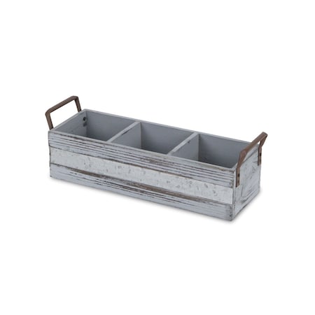 Homeroots 15" Gray Solid Wood And Metal Additional Accessory 487953