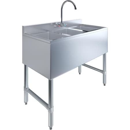 Amgood Underbar Sink, Stainless Steel, 19 in W x 38 in L x 33 in H SINK BAR S3C-101410-F-Z