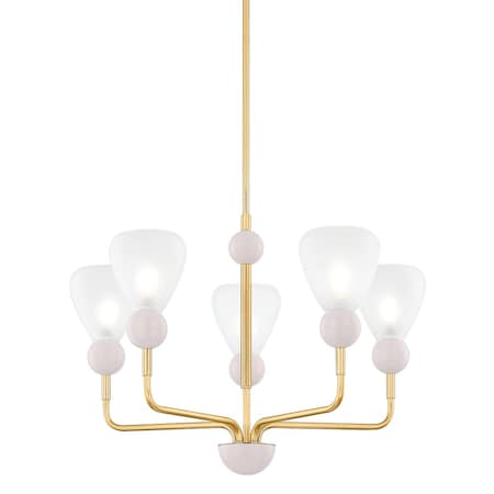 Mitzi Doreen 5 Light Chandelier 27.25 In. Aged Brass/Soft Peignoir H904805-AGB/SPG